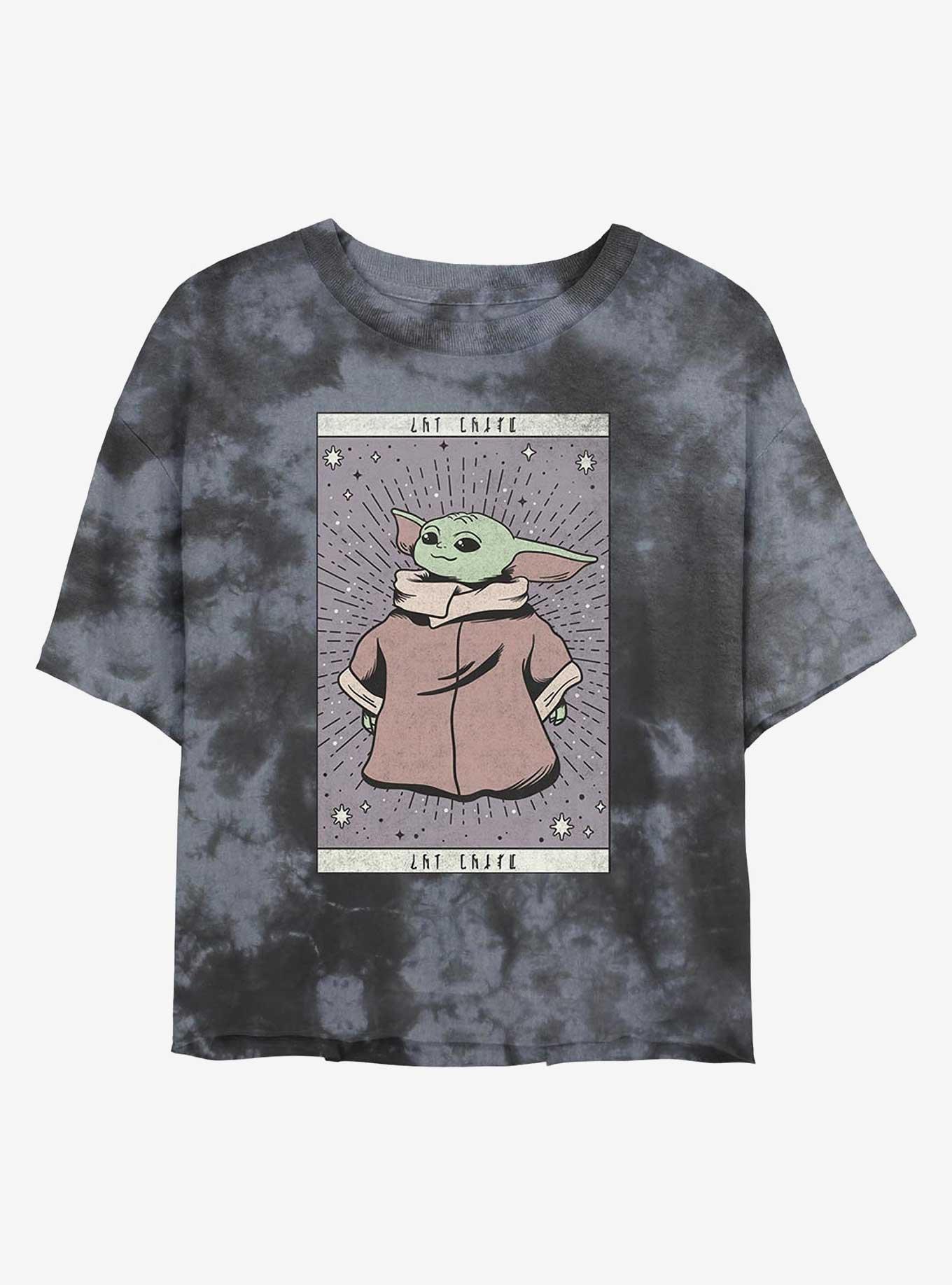 Star Wars The Mandalorian The Child Tarot Tie-Dye Girls Crop T-Shirt, BLKCHAR, hi-res