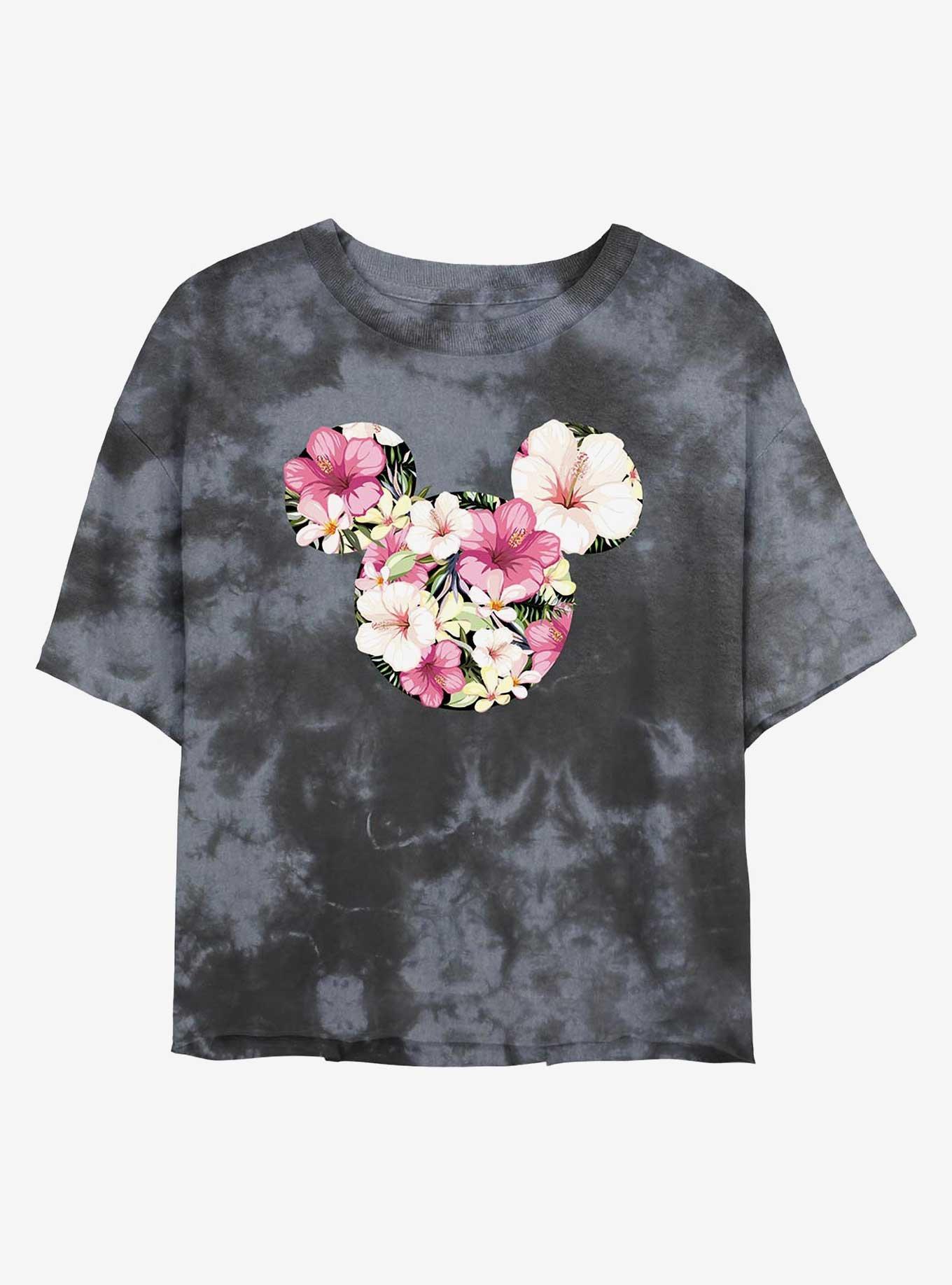 Disney Mickey Mouse Tropical Ears Tie-Dye Girls Crop T-Shirt, , hi-res