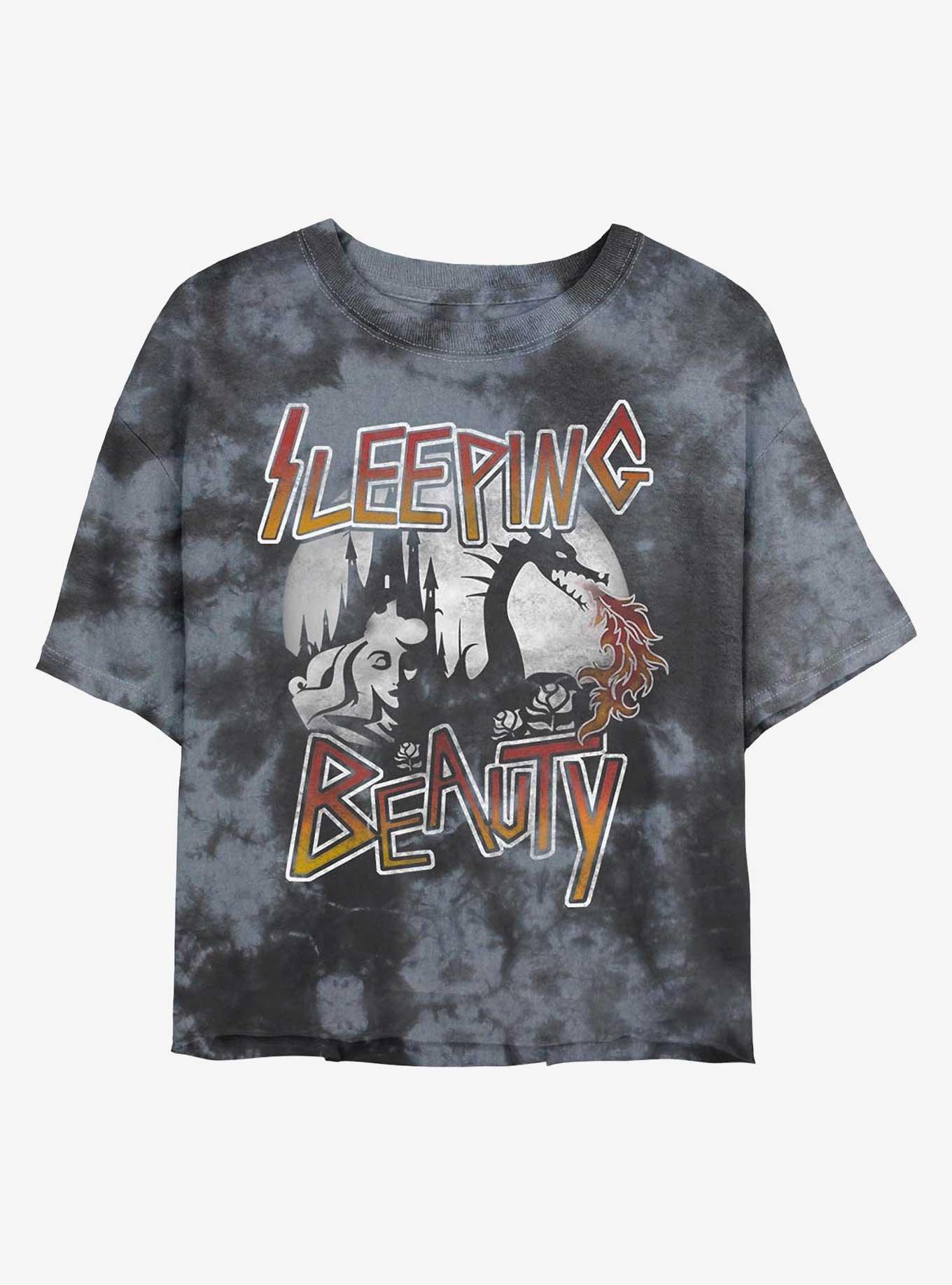 Disney Sleeping Beauty Aurora Beauty Sleep Tie-Dye Girls Crop T-Shirt, BLKCHAR, hi-res