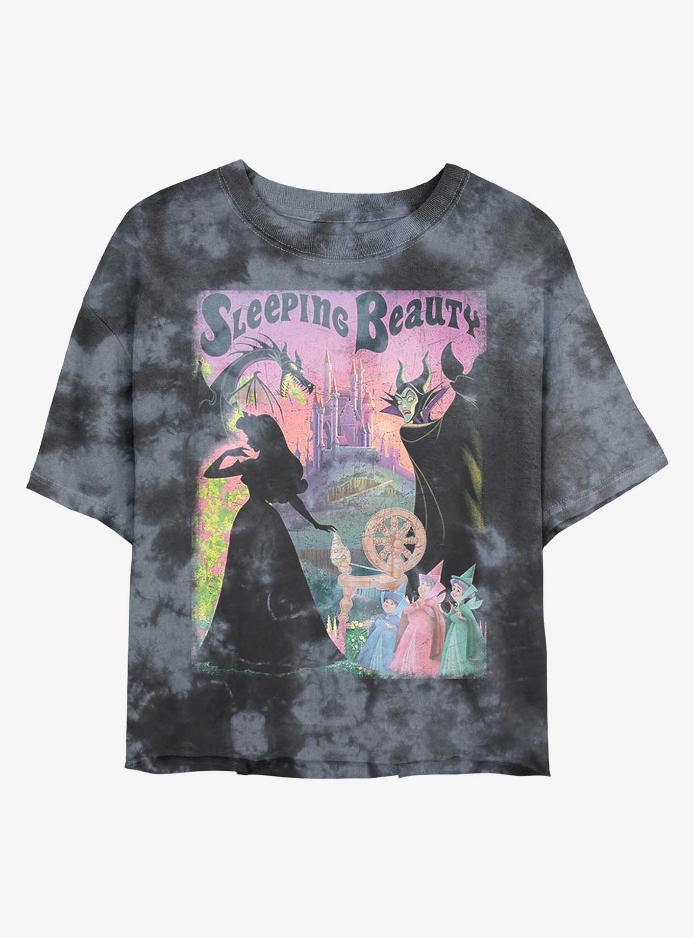 Disney Sleeping Beauty Silhouette Poster Tie-Dye Girls Crop T-Shirt, BLKCHAR, hi-res