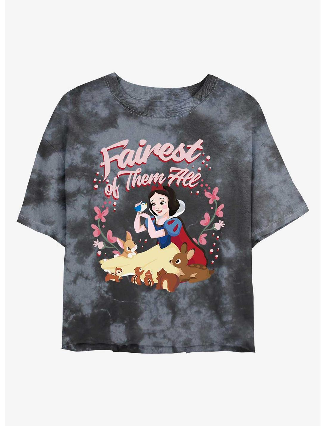Disney Snow White and the Seven Dwarfs The Fairest Of Them All Tie-Dye Girls Crop T-Shirt, BLKCHAR, hi-res