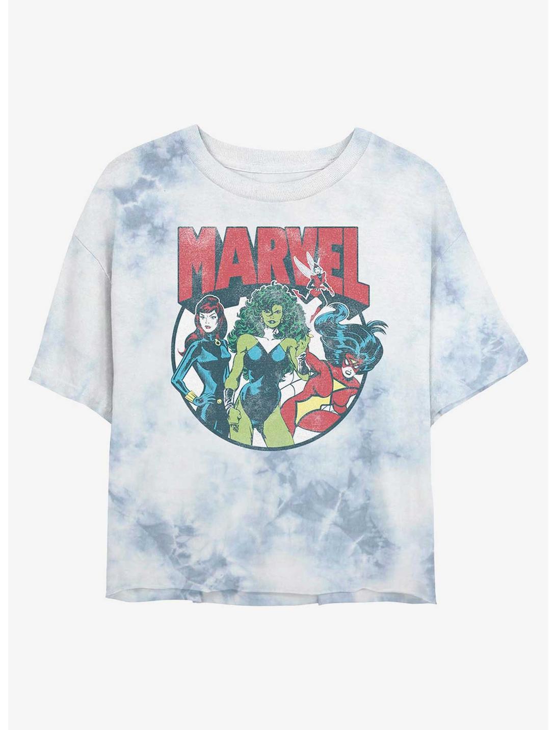Marvel Ladies of Marvel Tie-Dye Girls Crop T-Shirt, WHITEBLUE, hi-res