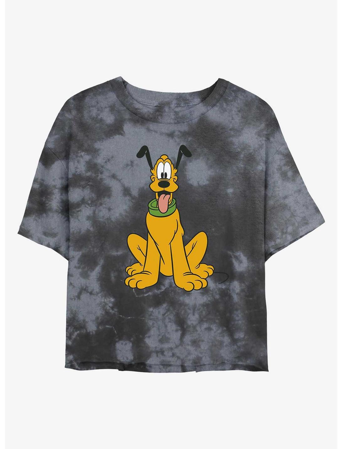 Disney Pluto Traditional Pluto Tie-Dye Girls Crop T-Shirt, BLKCHAR, hi-res