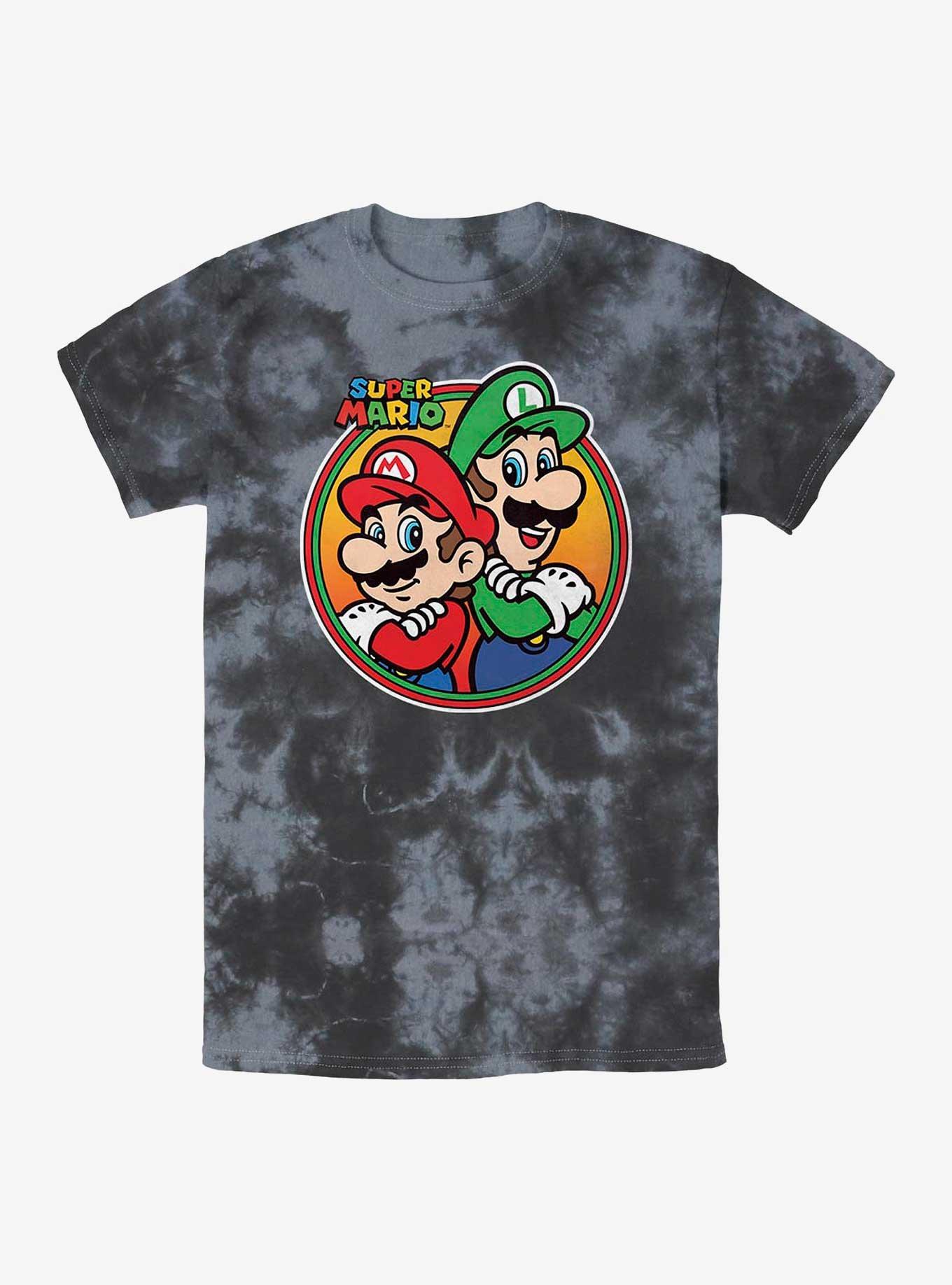Nintendo Super Bros Mario and Luigi Tie-Dye T-Shirt, BLKCHAR, hi-res