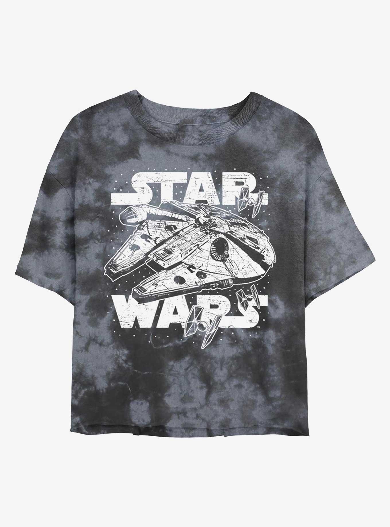 Star Wars Initiating Hyperdrive Tie-Dye Girls Crop T-Shirt, BLKCHAR, hi-res