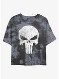 Marvel The Punisher Distressed Skull Tie-Dye Girls Crop T-Shirt, BLKCHAR, hi-res