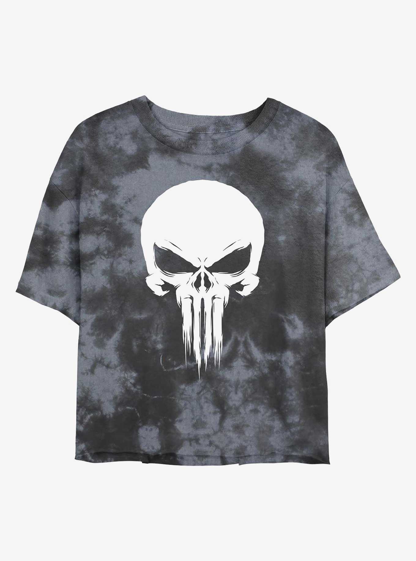 Marvel The Punisher Skull Tie-Dye Girls Crop T-Shirt, , hi-res