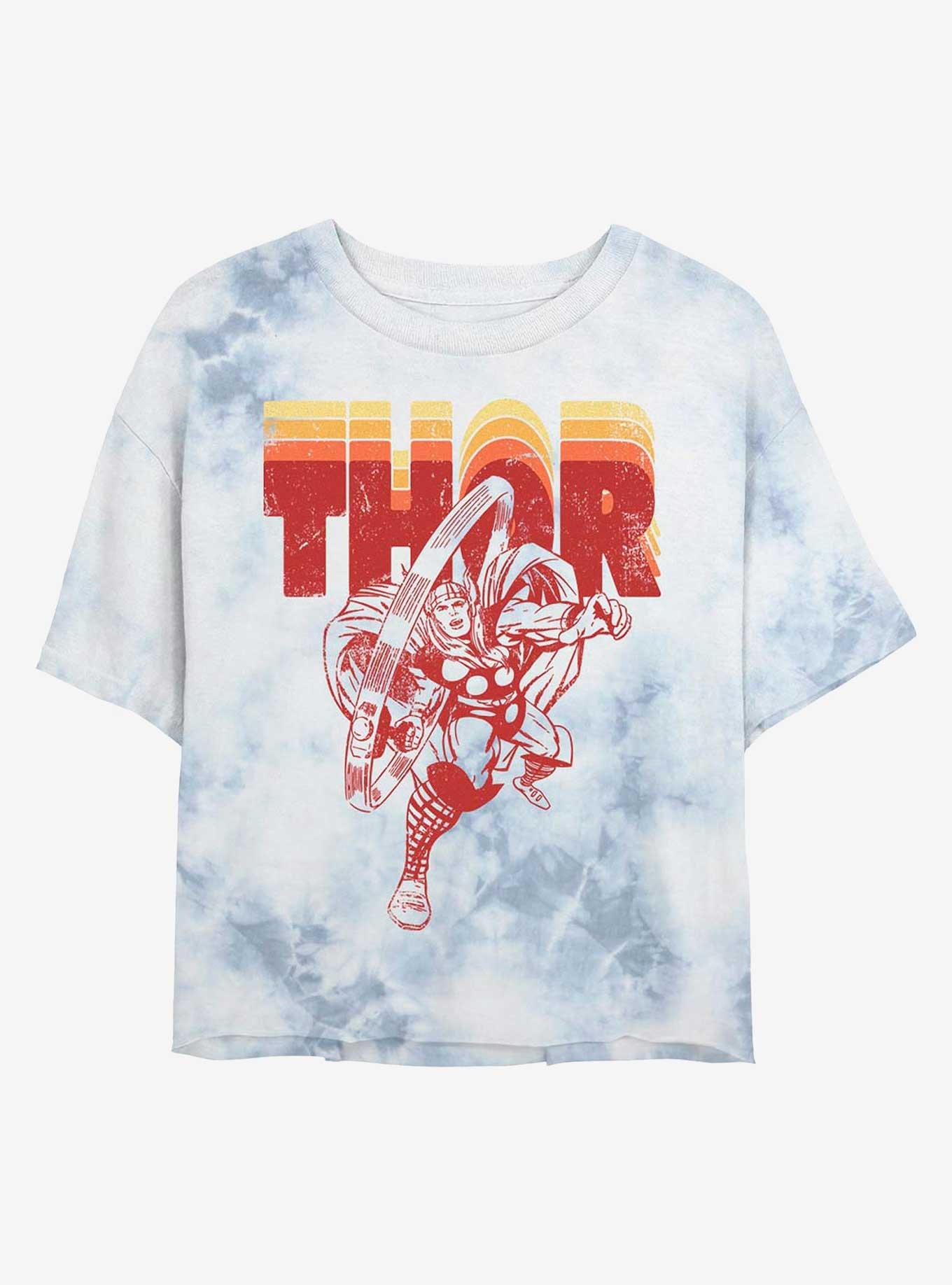 Marvel Thor Retro Thor Tie-Dye Girls Crop T-Shirt, , hi-res