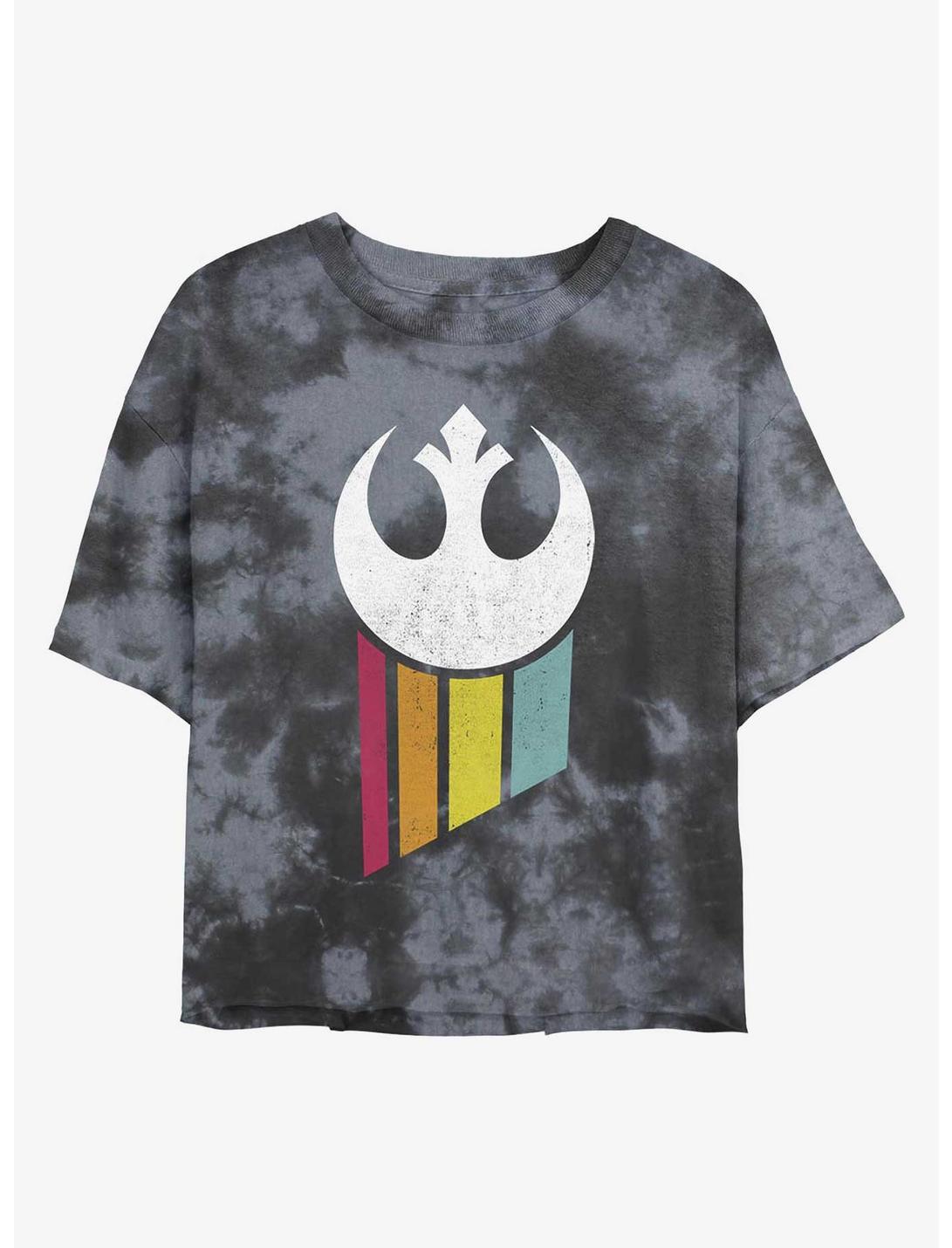 Star Wars Rainbow Rebel Logo Tie-Dye Girls Crop T-Shirt, BLKCHAR, hi-res