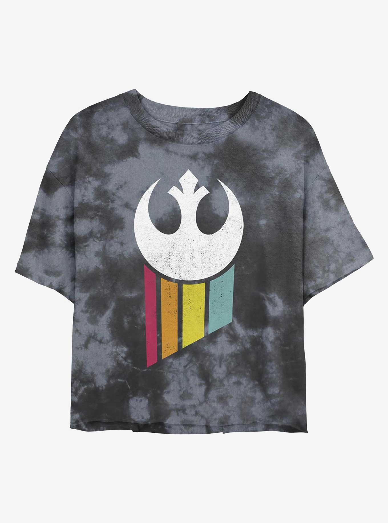 Star Wars Rainbow Rebel Logo Tie-Dye Girls Crop T-Shirt, BLKCHAR, hi-res