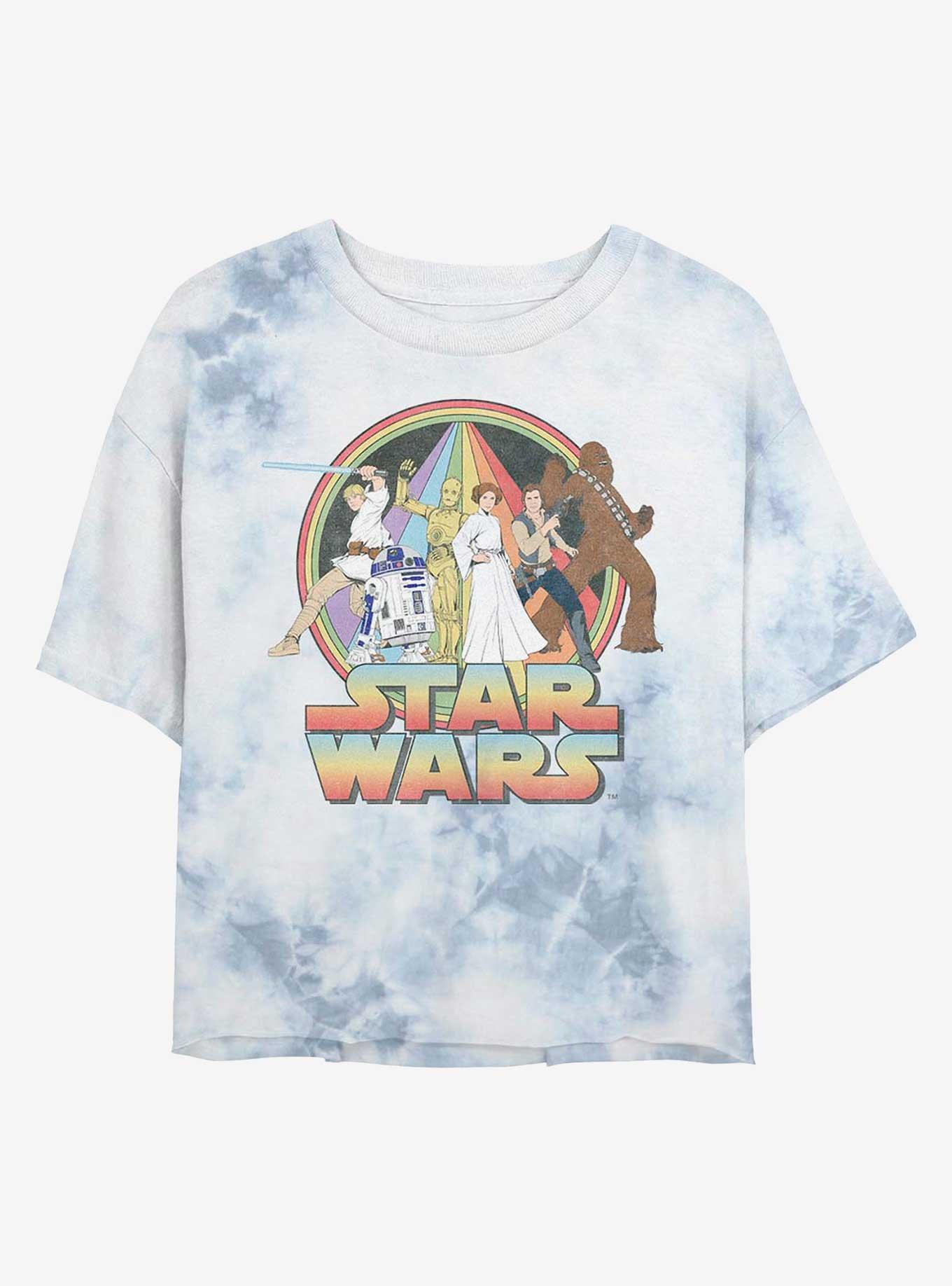 Star Wars Psychedelic Heroes Tie-Dye Girls Crop T-Shirt, WHITEBLUE, hi-res