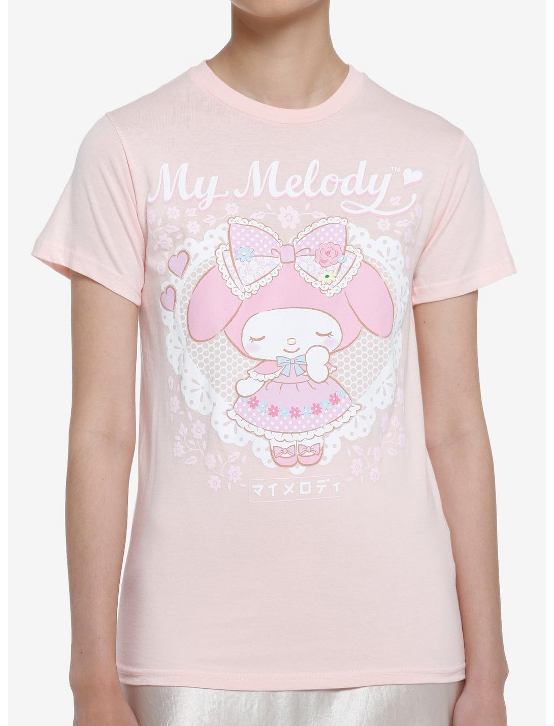 My Melody Pastel Lace Heart Boyfriend Fit Girls T-Shirt | Hot Topic
