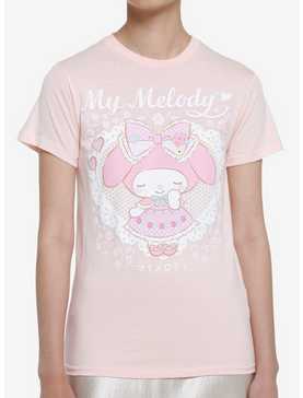 My Melody Pastel Lace Heart Boyfriend Fit Girls T-Shirt, , hi-res