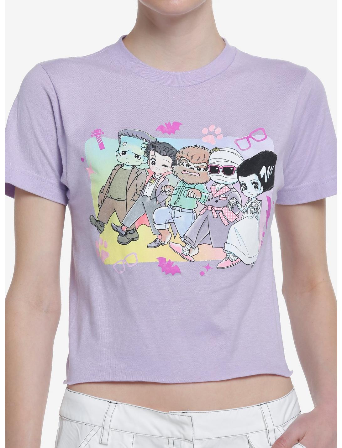 Universal Monsters Anime Monsters Pastel Girls Crop T-Shirt, MULTI, hi-res