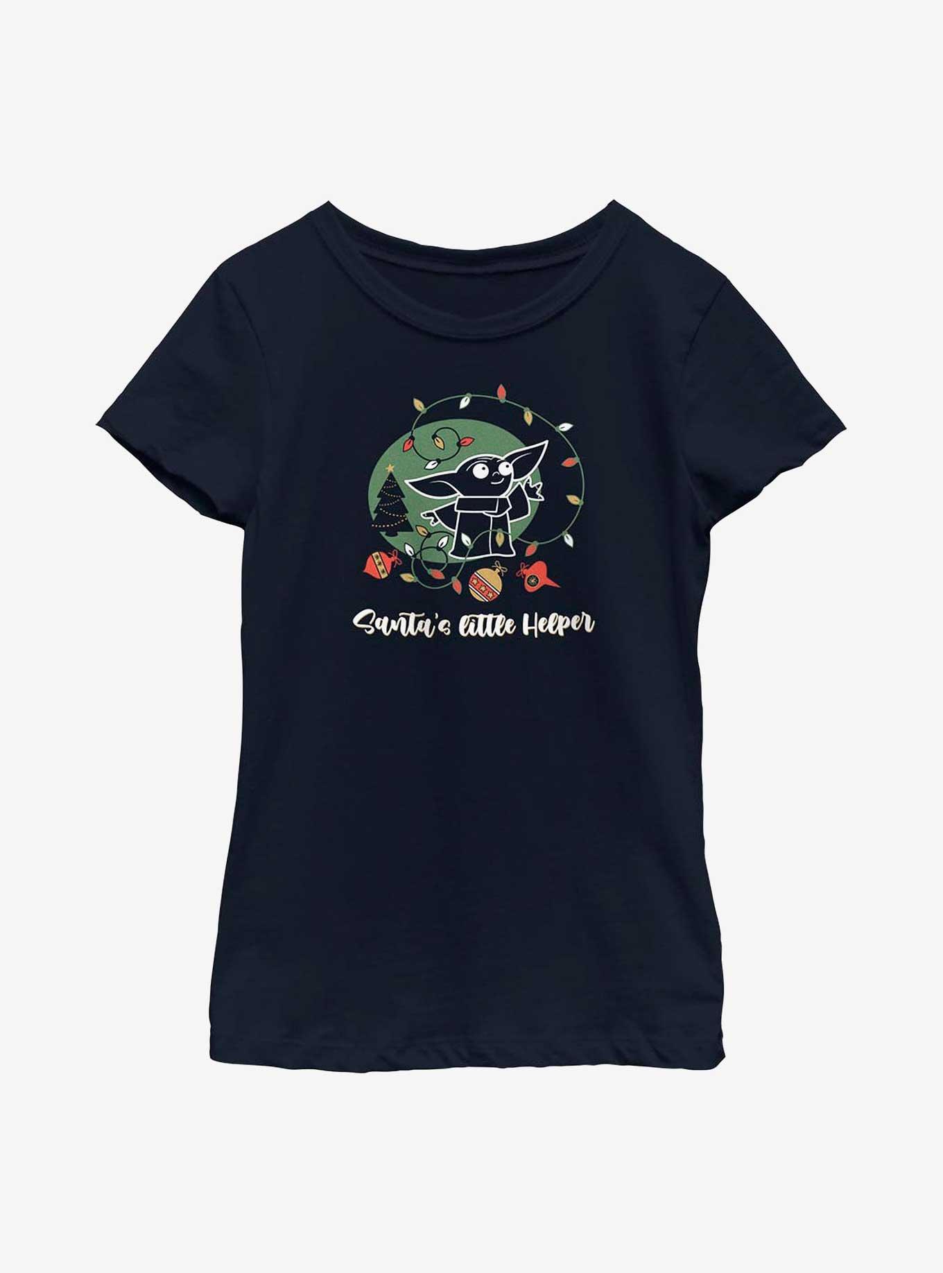 Star Wars The Mandalorian Santa's Helper Youth Girls T-Shirt, NAVY, hi-res