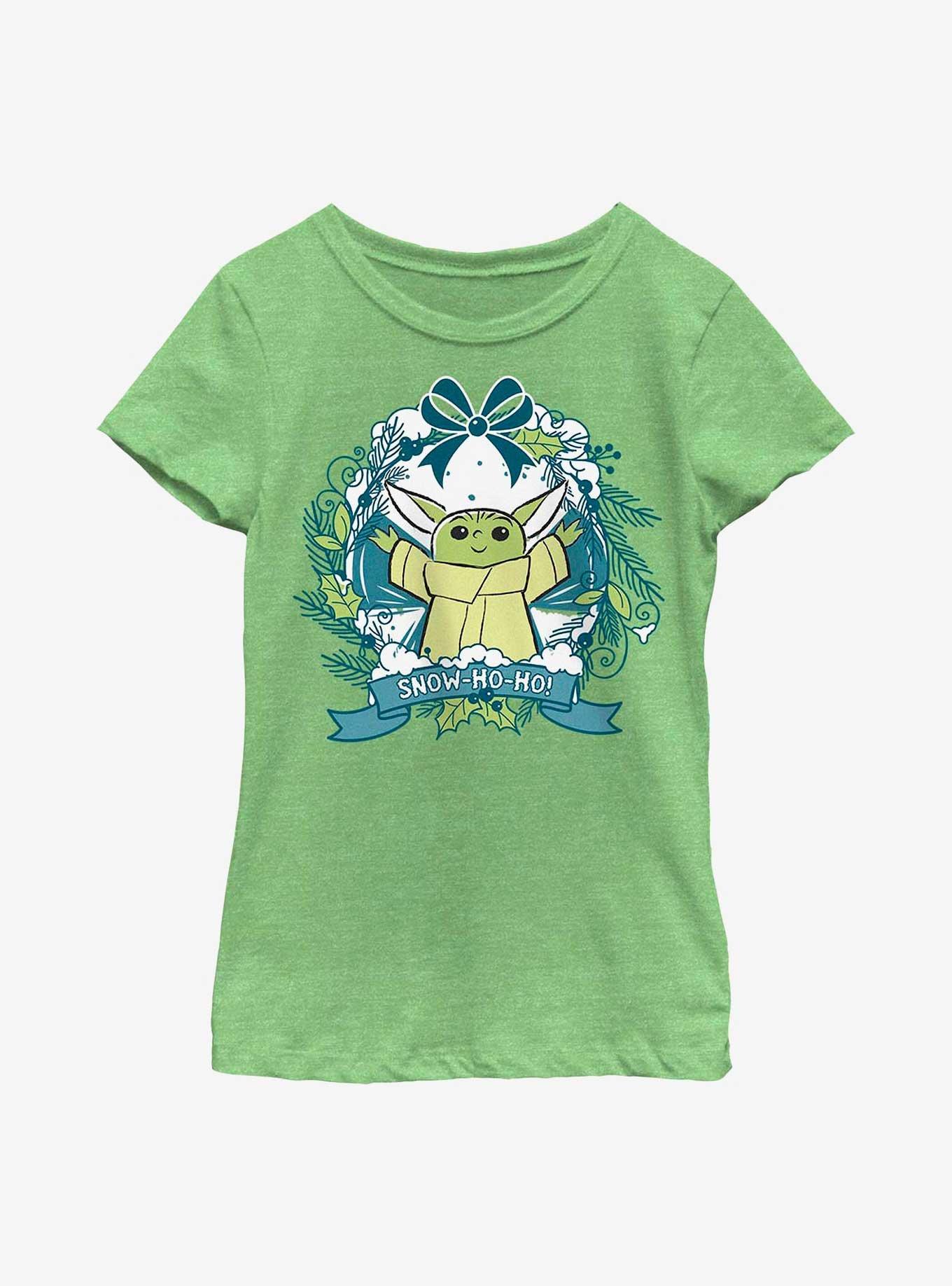 Star Wars The Mandalorian Snow Ho Ho Grogu Youth Girls T-Shirt, GRN APPLE, hi-res