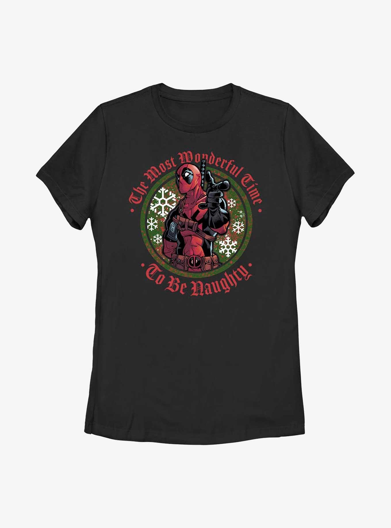 Marvel Deadpool Wonderful Time To Be Naughty Womens T-Shirt, BLACK, hi-res