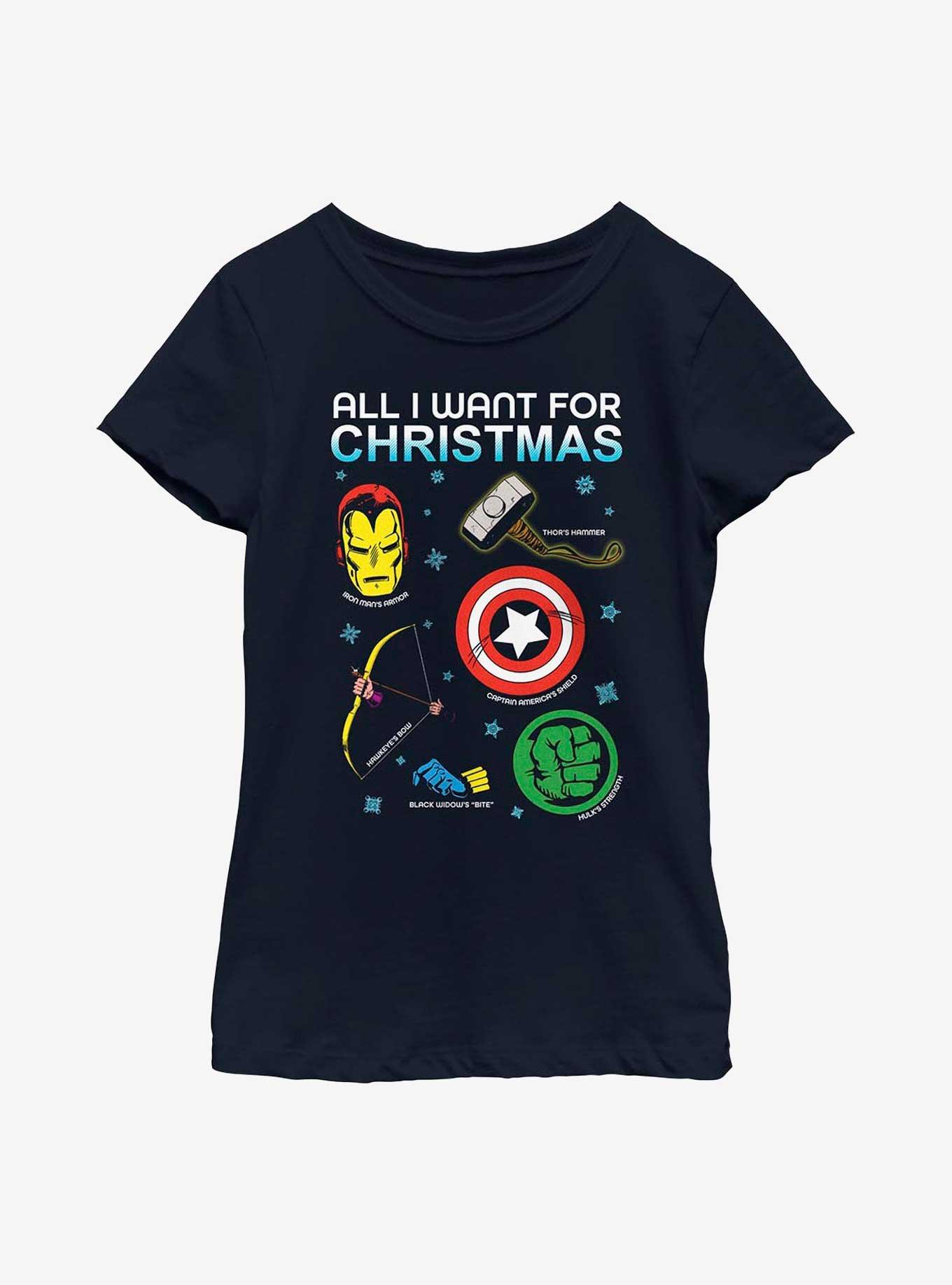 Marvel Avengers Christmas List Youth Girls T-Shirt, , hi-res