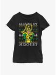 Marvel Loki Mischief Season Ugly Christmas Youth Girls T-Shirt, BLACK, hi-res