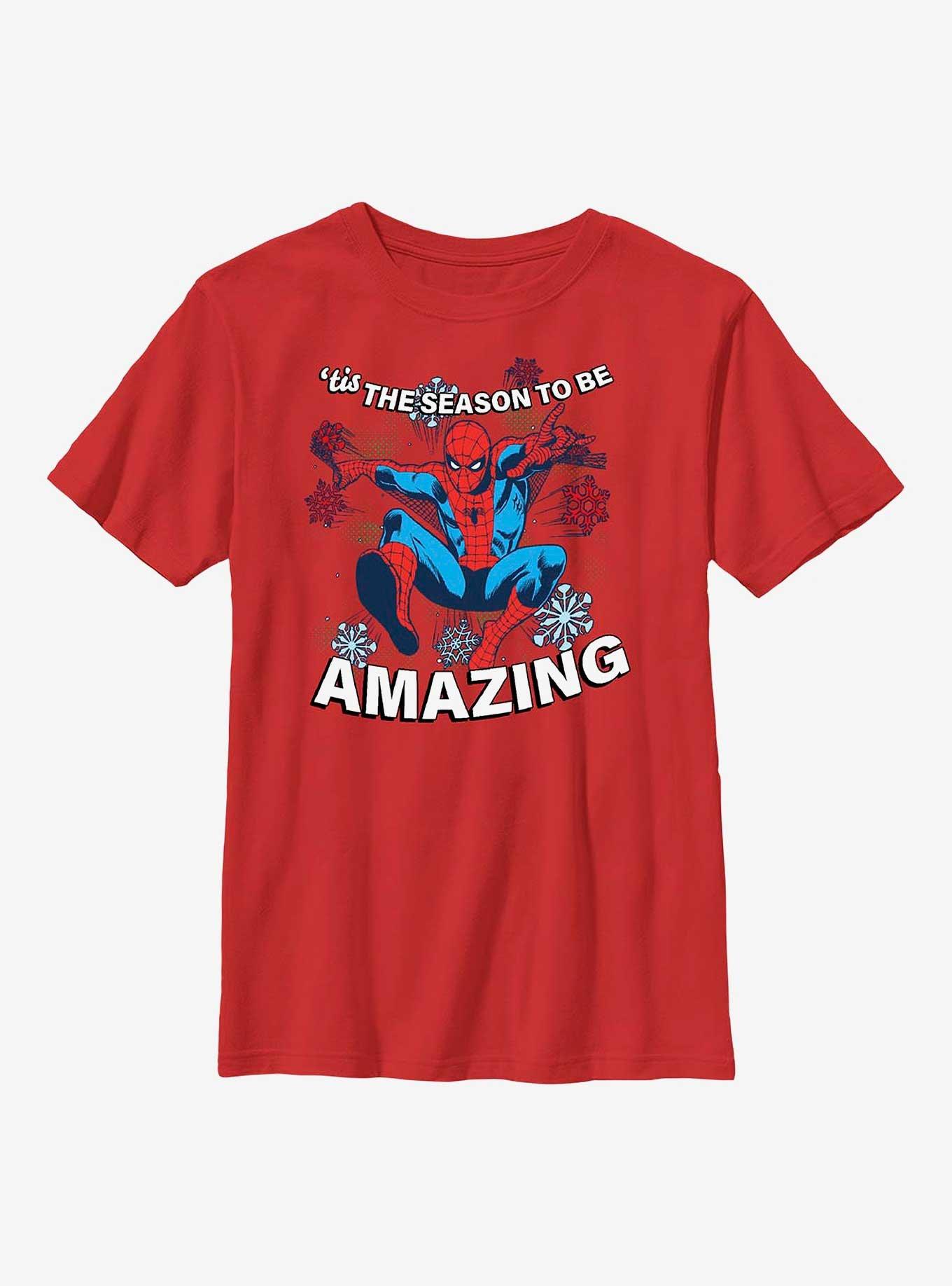 Marvel Holiday Spider-Man Youth T-Shirt, RED, hi-res