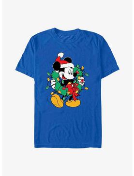 Disney Mickey Mouse Mickey Santa Wreath Lights T-Shirt, , hi-res