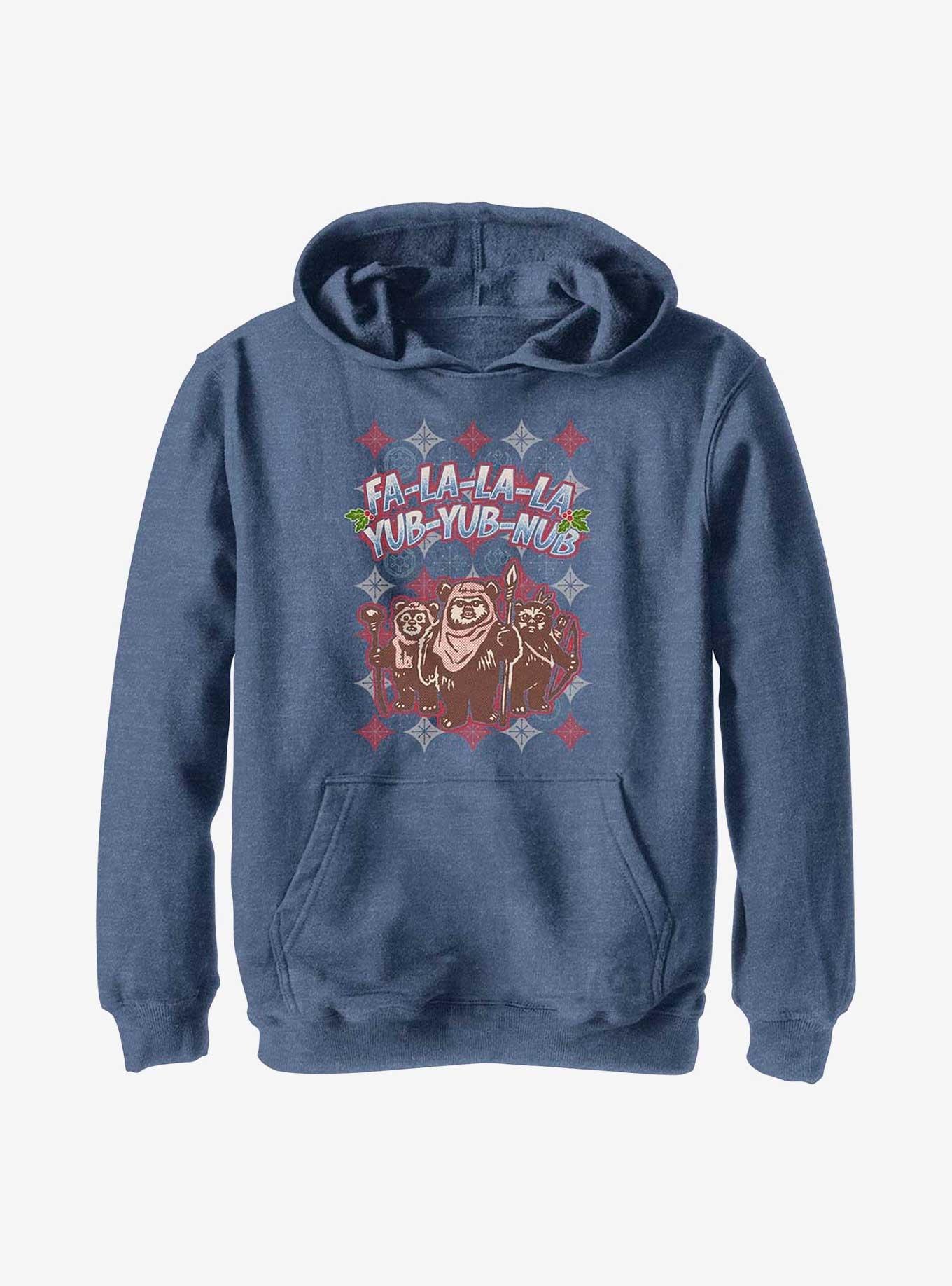 Star Wars Ewok Holiday Festivities Youth Hoodie, NAVY HTR, hi-res