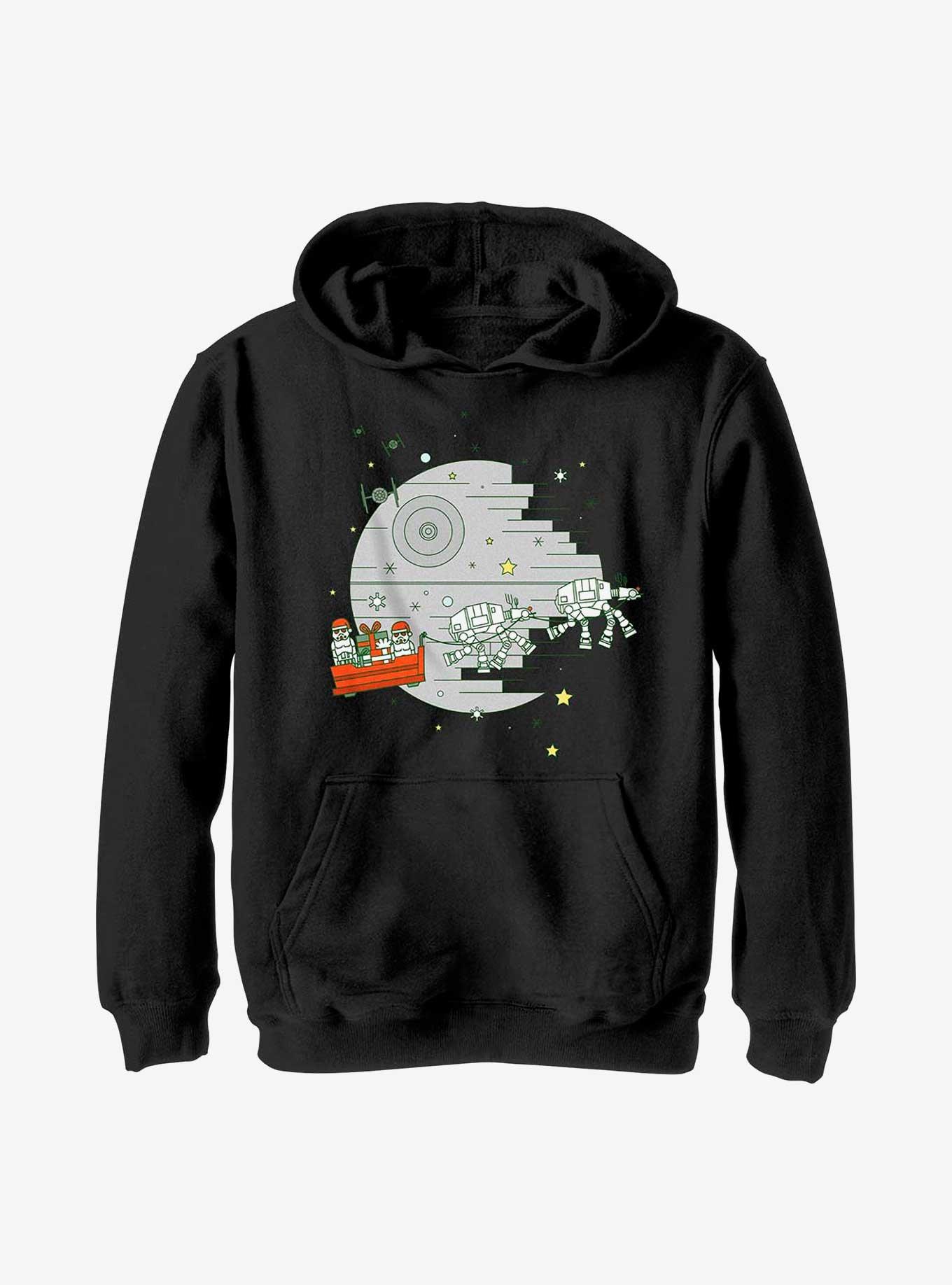 Star Wars Christmas Death Star Youth Hoodie, BLACK, hi-res