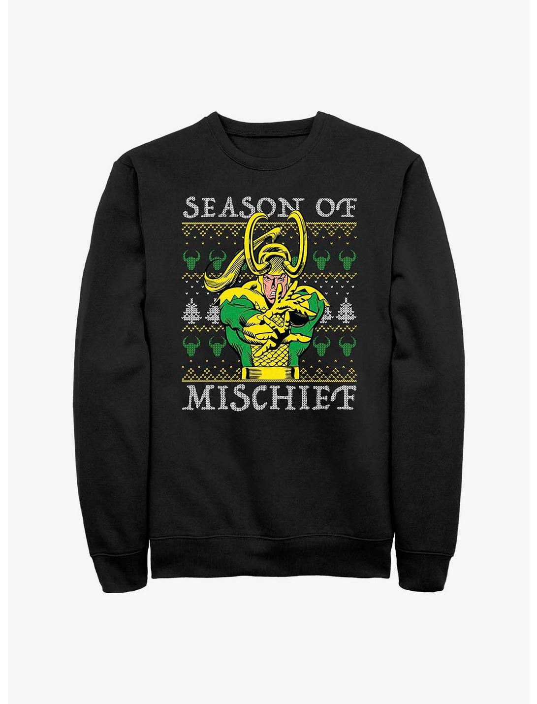 Marvel Loki Mischief Season Ugly Christmas Sweatshirt, BLACK, hi-res