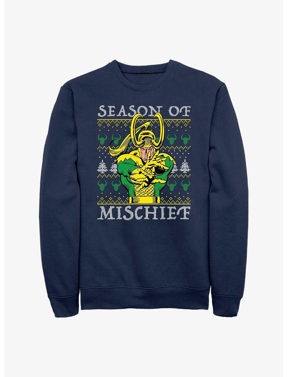 Marvel Loki Mischief Season Ugly Christmas Sweatshirt, NAVY, hi-res