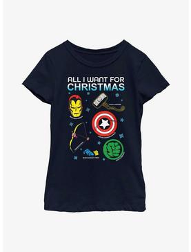 Marvel Avengers Christmas List Youth Girls T-Shirt, , hi-res