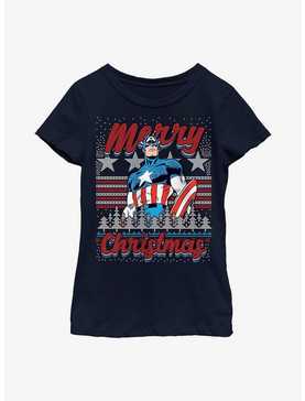Marvel Captain America Christmas Youth Girls T-Shirt, , hi-res