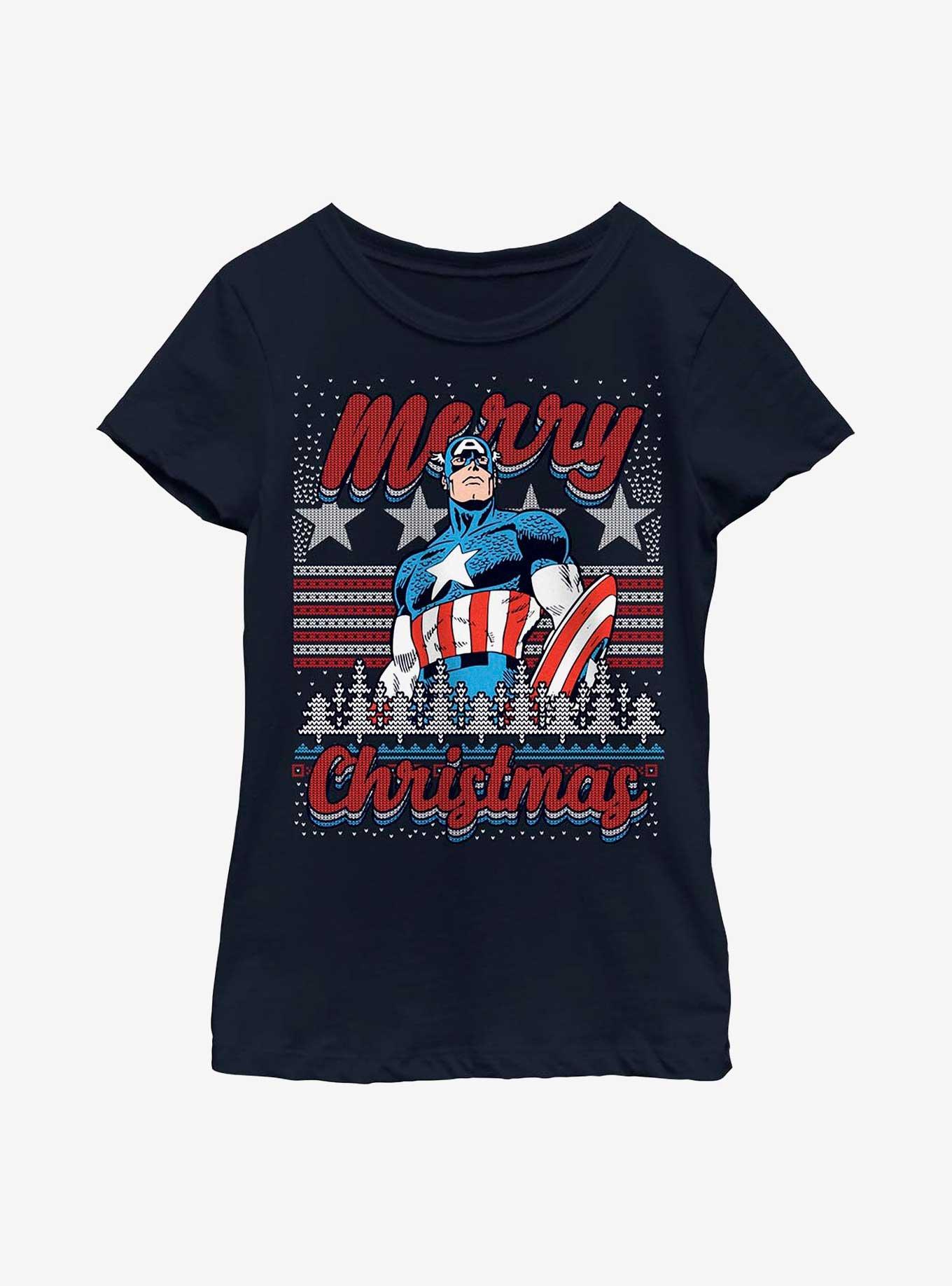 Marvel Captain America Christmas Youth Girls T-Shirt, , hi-res