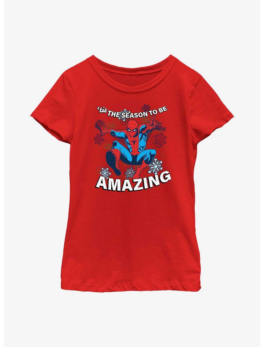 Marvel Holiday Spider-Man Youth Girls T-Shirt, RED, hi-res