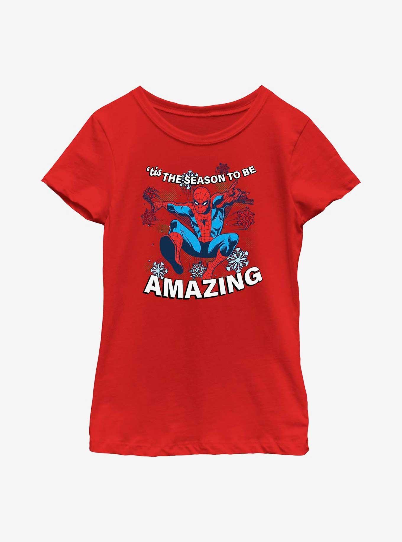 Marvel Holiday Spider-Man Youth Girls T-Shirt, RED, hi-res