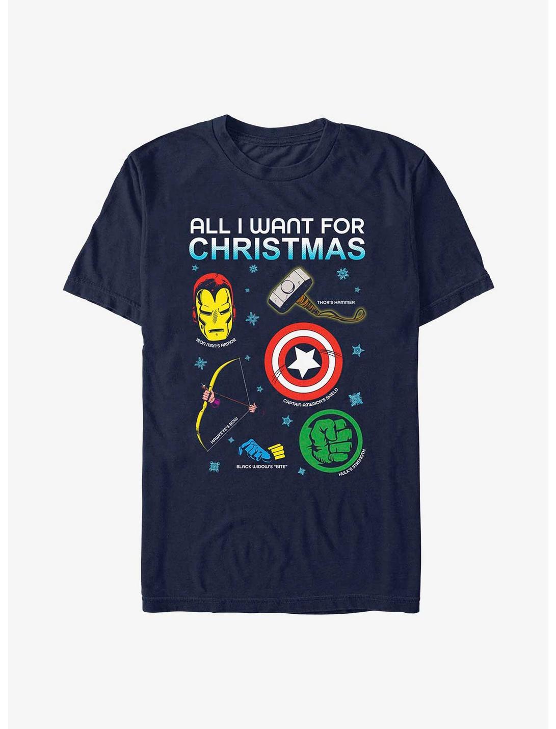 Marvel Avengers Christmas List T-Shirt, NAVY, hi-res