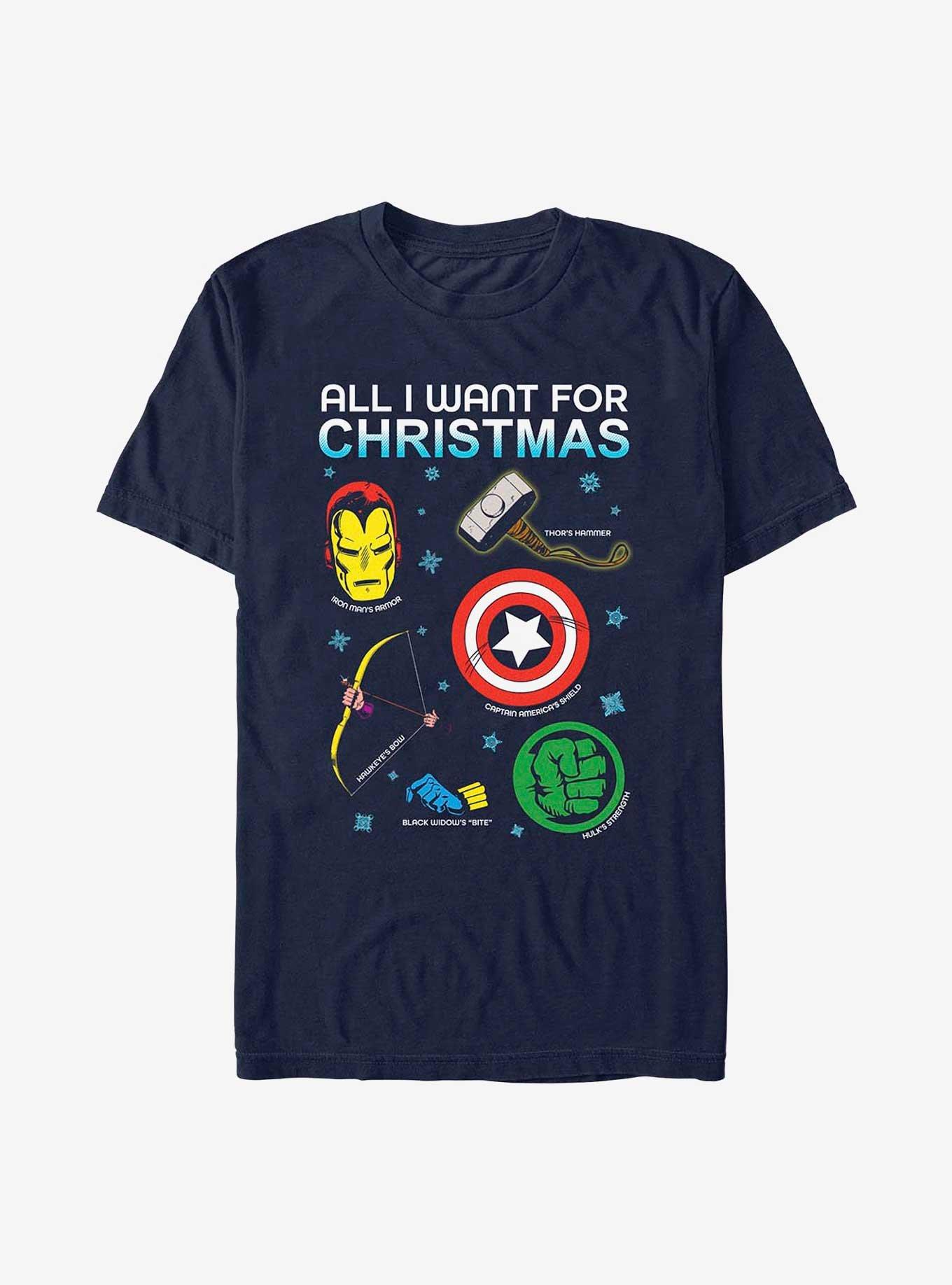 Marvel Avengers Christmas List T-Shirt, NAVY, hi-res