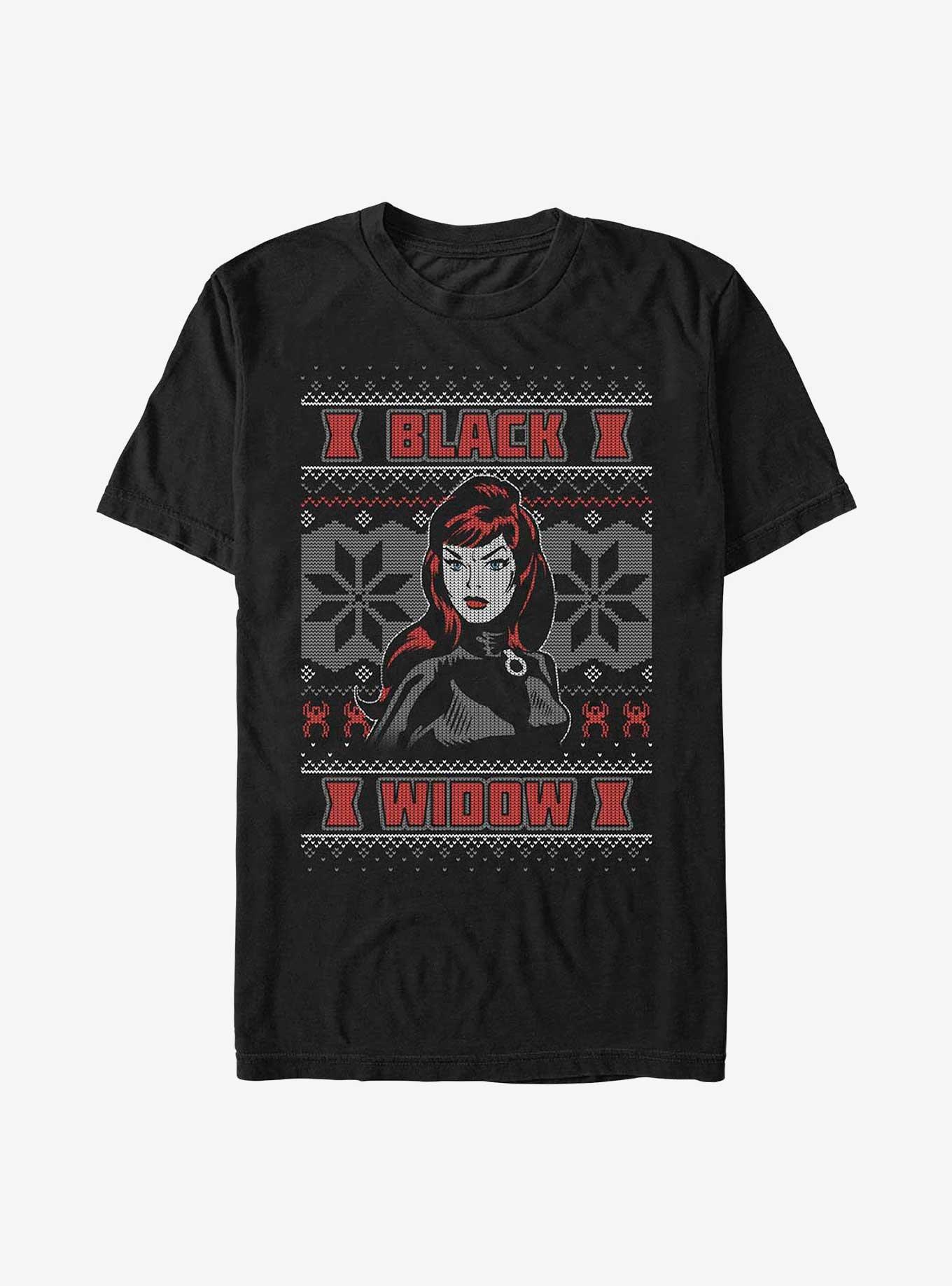 Marvel Black Widow Ugly Christmas T-Shirt, BLACK, hi-res