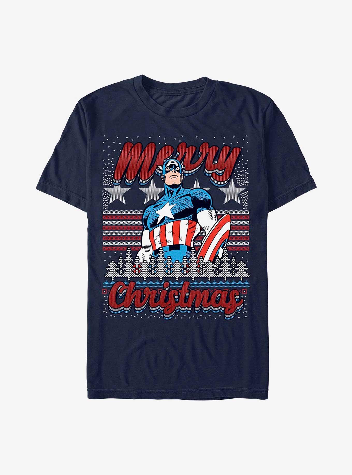 Marvel Captain America Christmas T-Shirt, NAVY, hi-res