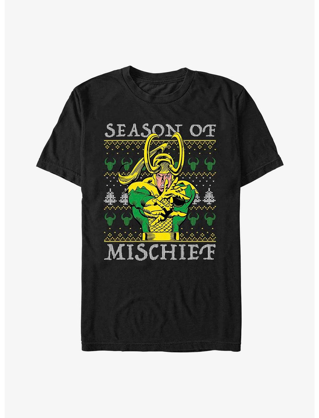 Marvel Loki Mischief Season Ugly Christmas T-Shirt, BLACK, hi-res