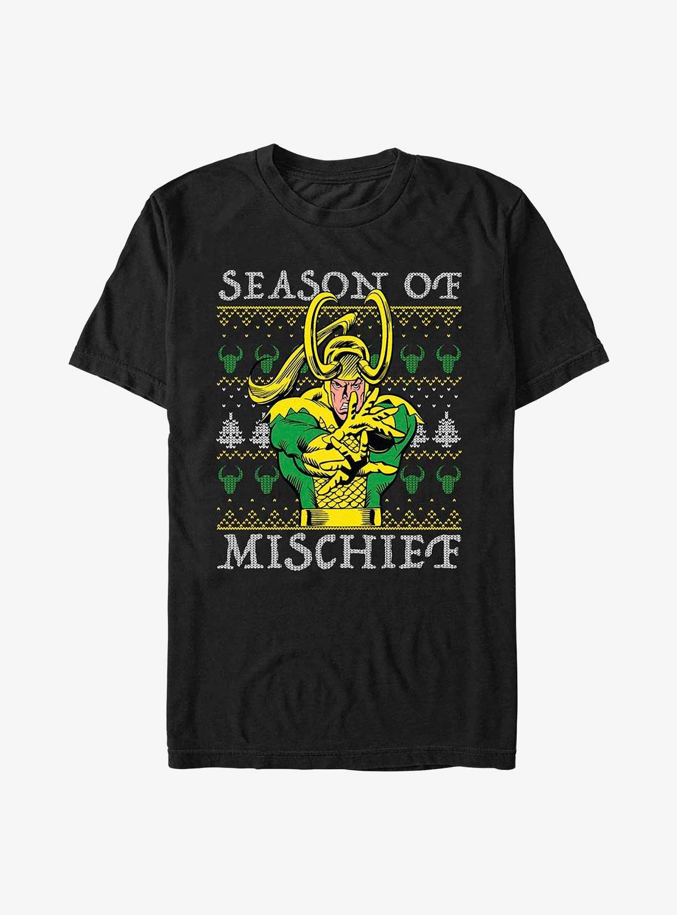 Marvel Loki Mischief Season Ugly Christmas T-Shirt, BLACK, hi-res