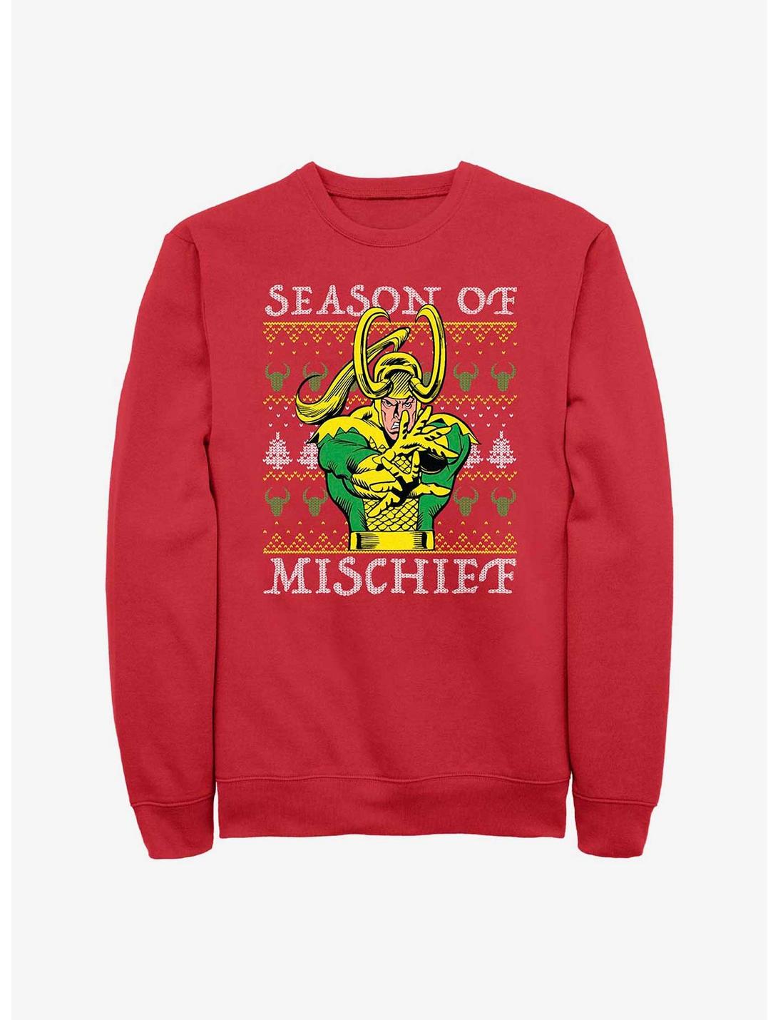 Marvel Loki Mischief Season Ugly Christmas T-Shirt, RED, hi-res