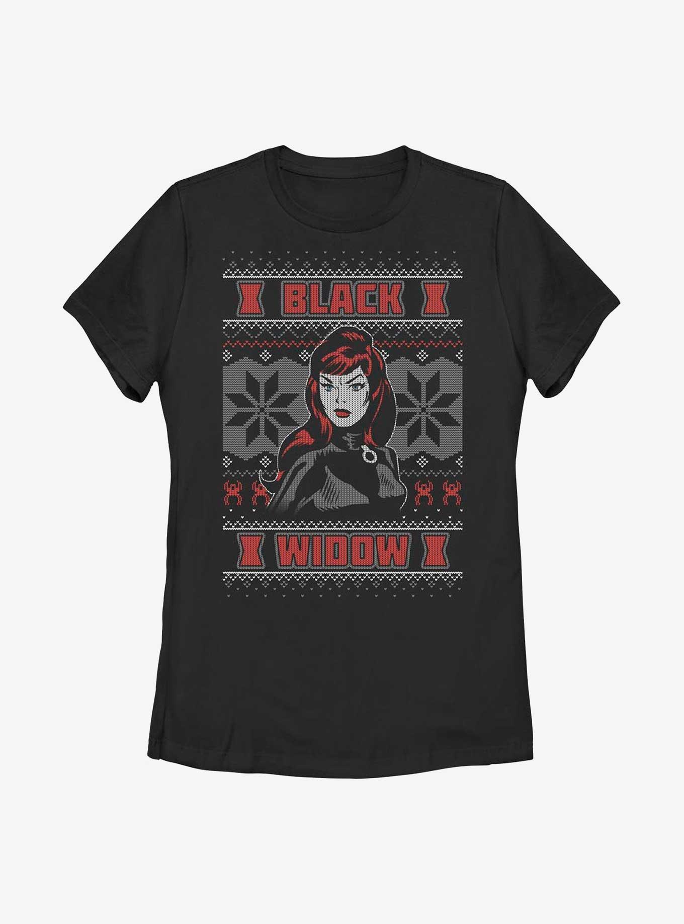 Marvel Black Widow Ugly Christmas Womens T-Shirt, BLACK, hi-res