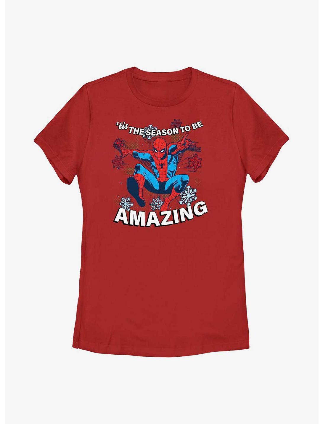 Marvel Holiday Spider-Man Womens T-Shirt, RED, hi-res