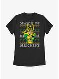 Marvel Loki Mischief Season Ugly Christmas Womens T-Shirt, BLACK, hi-res