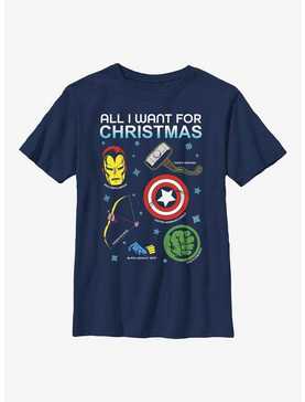 Marvel Avengers Christmas List Youth T-Shirt, , hi-res