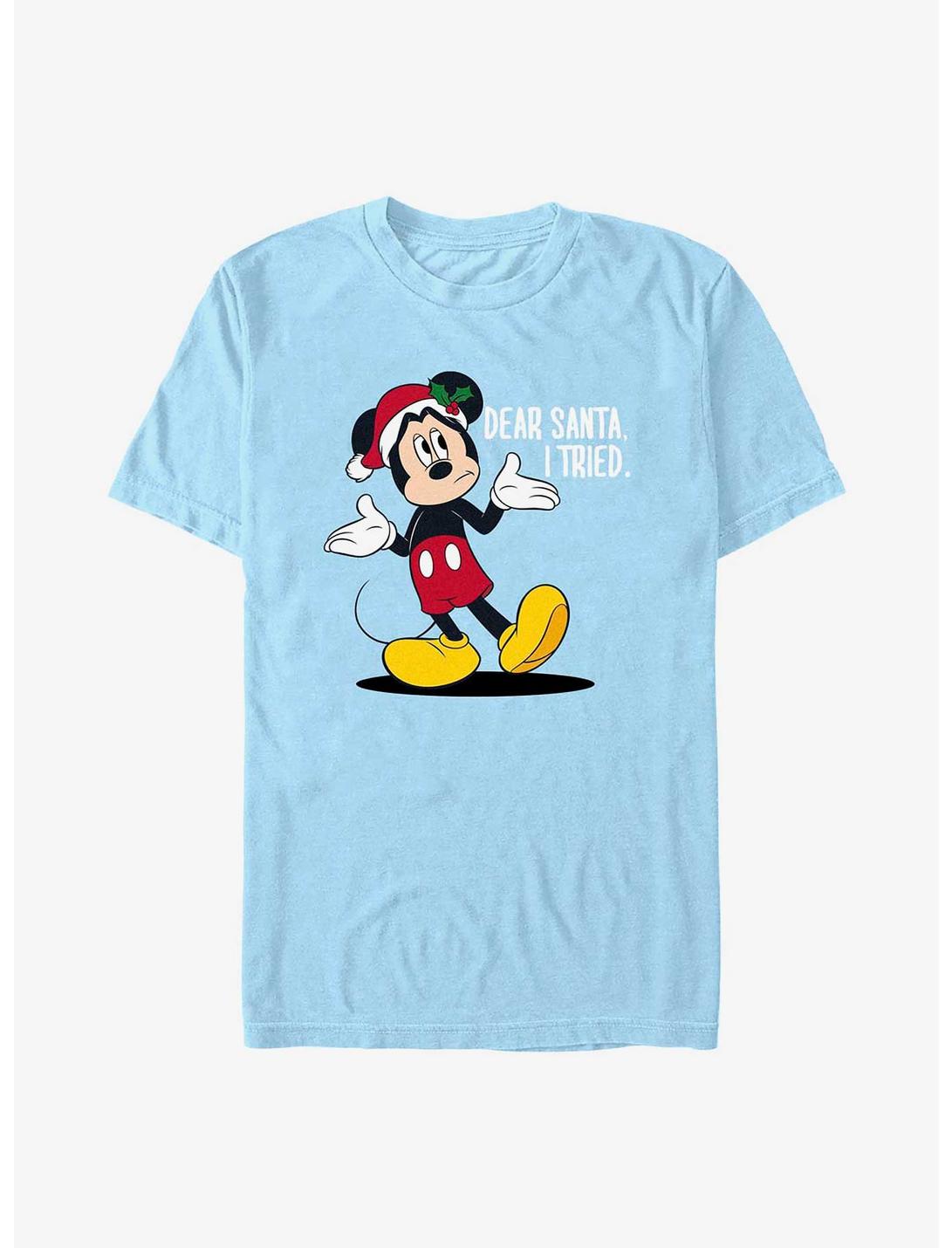 Disney Mickey Mouse Santa I Tried T-Shirt, LT BLUE, hi-res