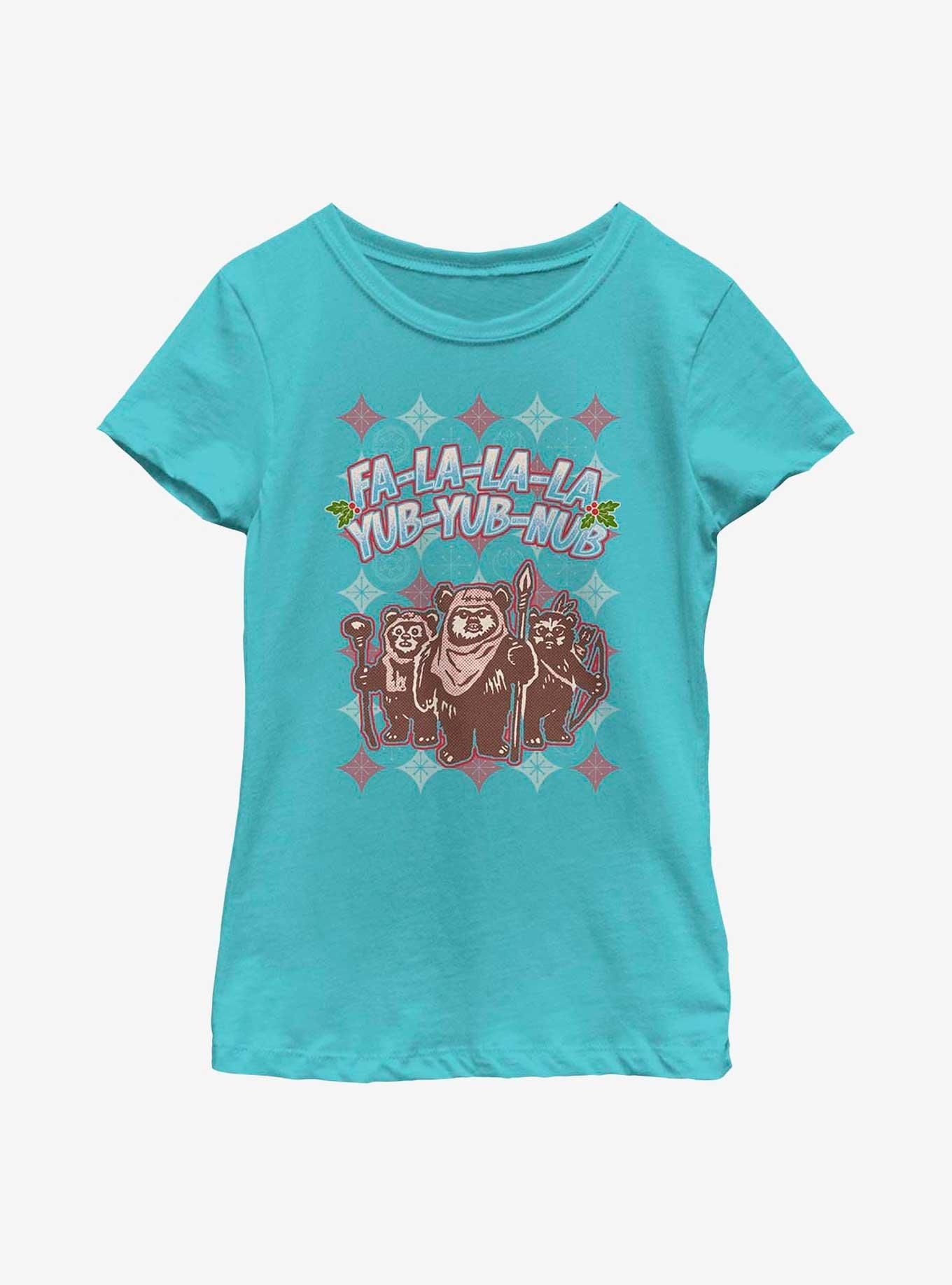 Star Wars Ewok Holiday Festivities Youth Girls T-Shirt, TAHI BLUE, hi-res