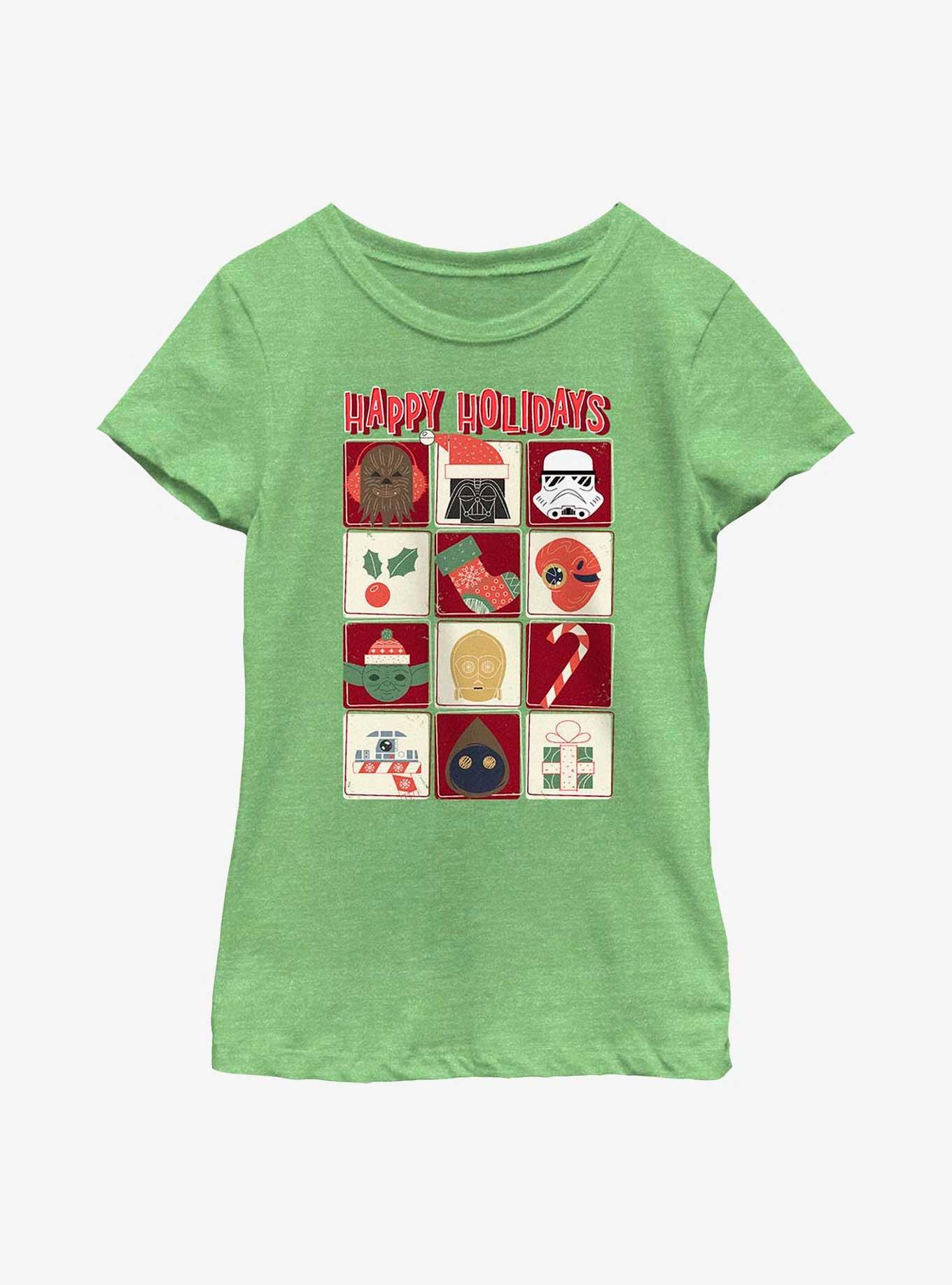 Star Wars Holiday Icons Youth Girls T-Shirt, GRN APPLE, hi-res