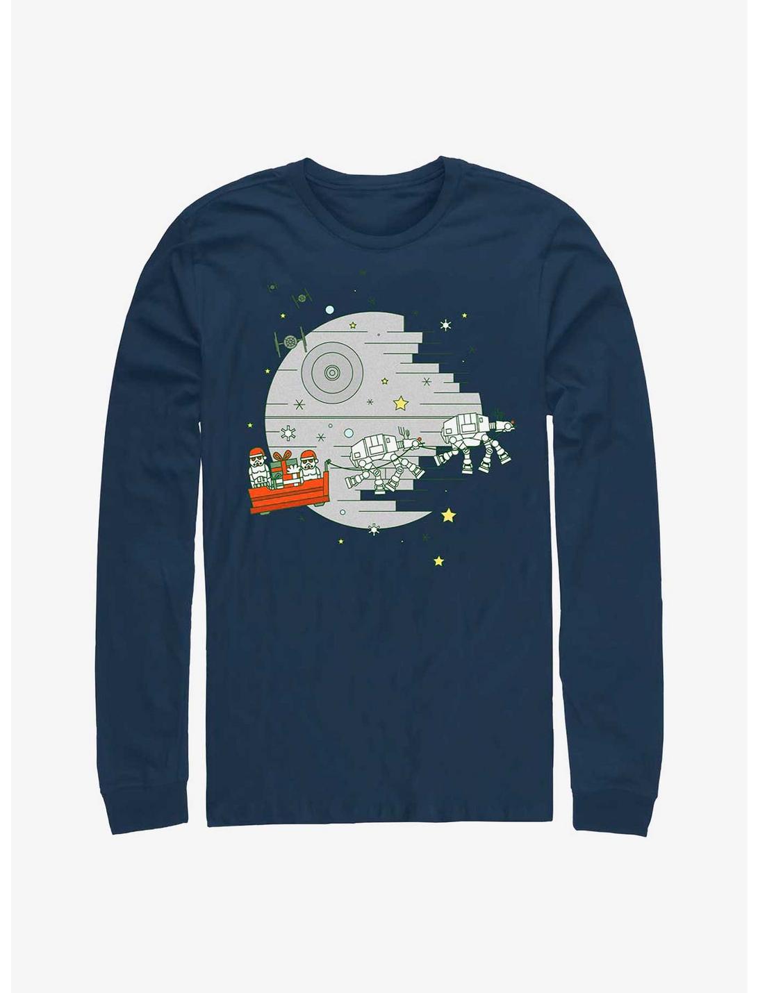 Star Wars Christmas Death Star Long-Sleeve T-Shirt, NAVY, hi-res