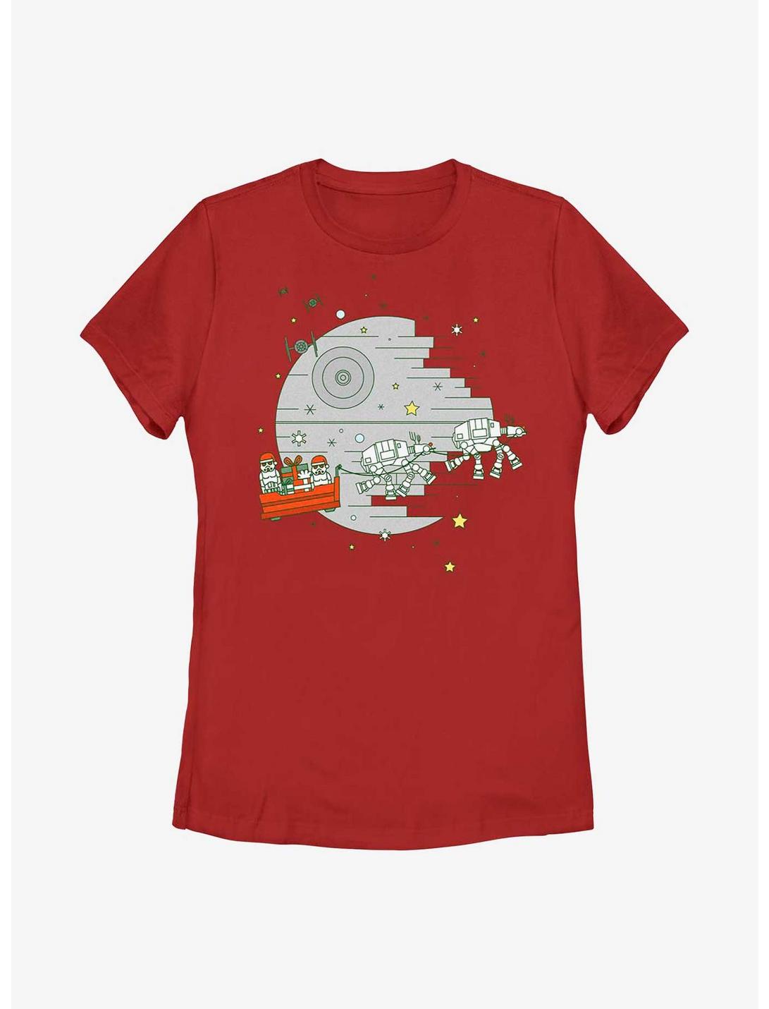 Star Wars Christmas Death Star Womens T-Shirt, RED, hi-res